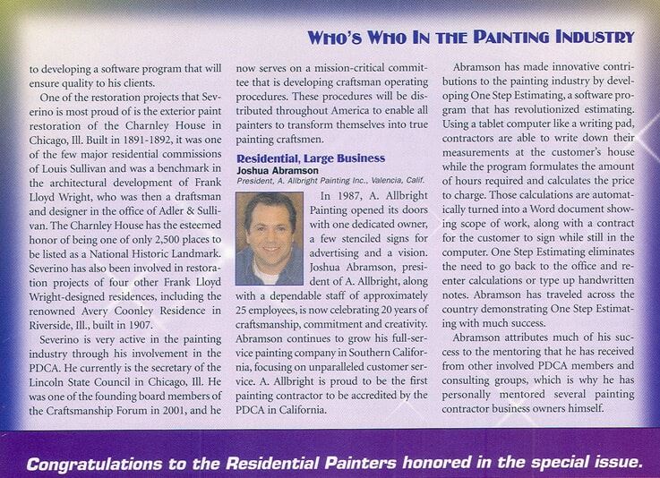 Article inside American Painting Contractor