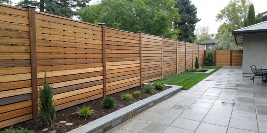 A freshly stained wooden fence showing the results of using the best fence stain and sealer.