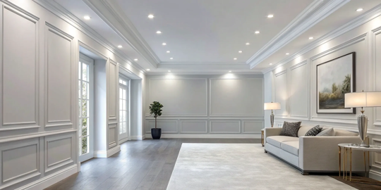 Living room with a flawless paint job, part of a whole house interior painting project.