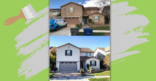 Before and after of home being painted