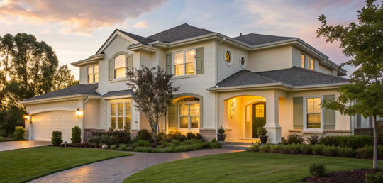 Freshly painted two-story house exterior.