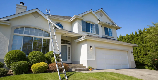 Exterior waterproofing paint protects a house's exterior walls.