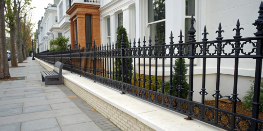 A wrought iron fence with details that influence the total cost to paint.