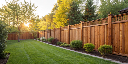 A freshly stained wood fence, the final result of calculating the cost to stain a fence.