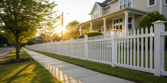 A white picket fence, a common project for a fence painting cost calculator.