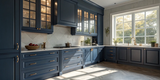 A kitchen with professionally painted cabinets, a key factor in the total project cost.