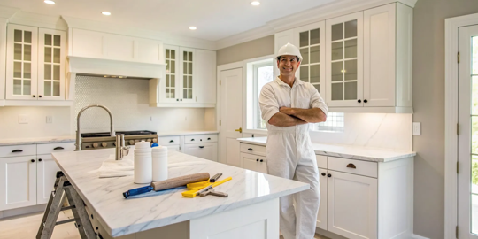 How to find a kitchen cabinet painter for a professional job like this freshly painted kitchen.