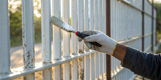 How to paint a metal fence with a brush for a smooth finish.