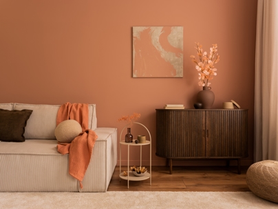 Warm painting living room interior.
