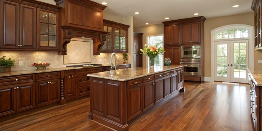 Calculating the kitchen cabinet refinishing cost for these dark wood cabinets.