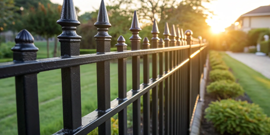 A black metal fence with a smooth, lasting finish using the best paint for metal.