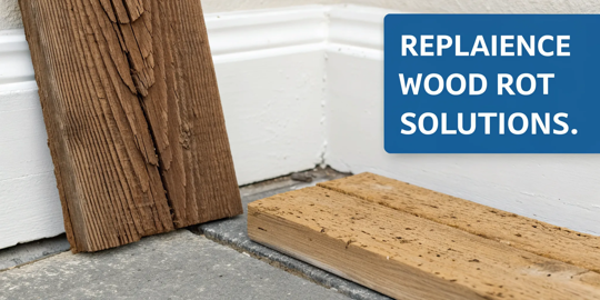 Damaged wood with severe rot, showing the need for repair or replace wood rot solutions.