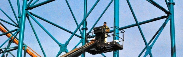 painting contractor painting The Goliath rollercoaster