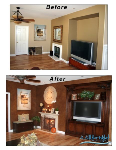 before and after living room painting