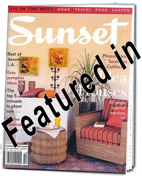 Sunset magazine cover with text Featured In on top