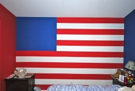 american flag painted on wall