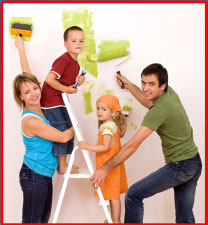 family painting together