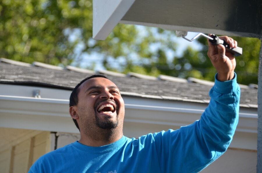 allbright painting's painting laughing as he paints